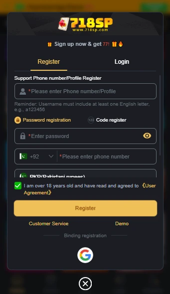 Y77Casino Game Registration