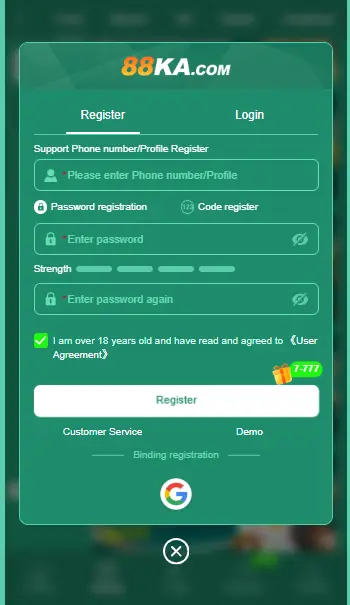 Register on 888KA Game