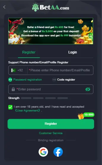 BetAA1 Game Registration