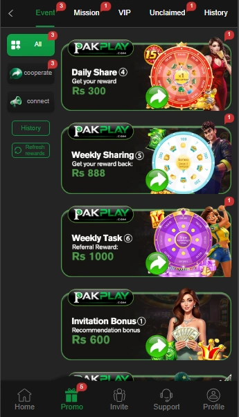 PAK PLAY Game Events