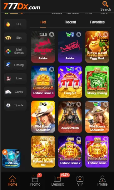 777XD Game Interface