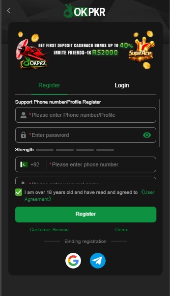 Register on OKPKR Game