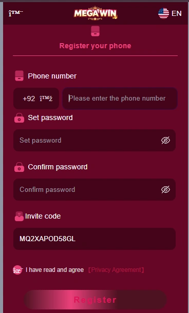 Mega Game register